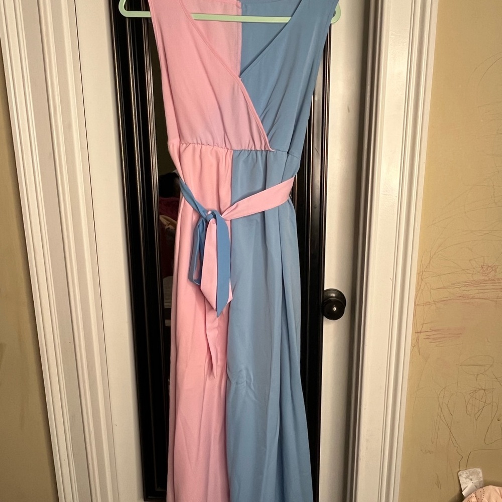 SHEIN Pink and Blue Maxi Dress